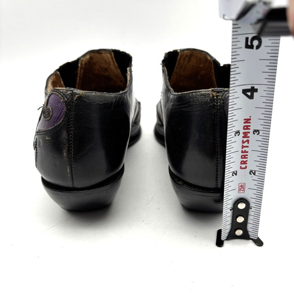 Vintage 80s Nine West Black Leather Reptile Inlay Point Toe Ankle Booties 7.5M - Picture 8 of 16